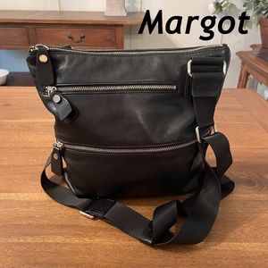 EXCELLENT CONDITION MARGOT leather double front zipper cross body bag